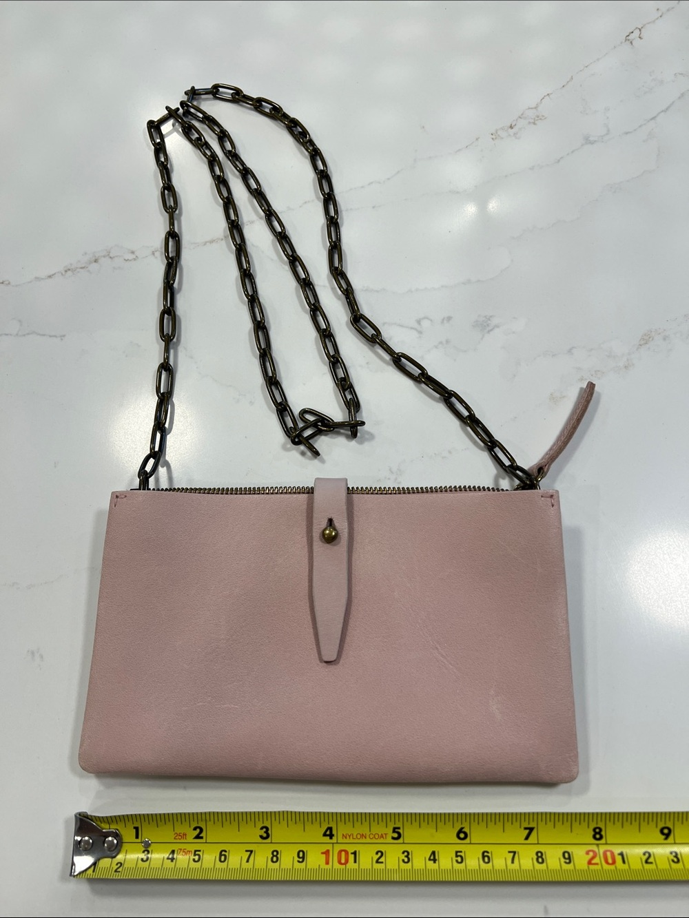 Madewell Dusty Pink Leather Crossbody with Dark Chain Strap
